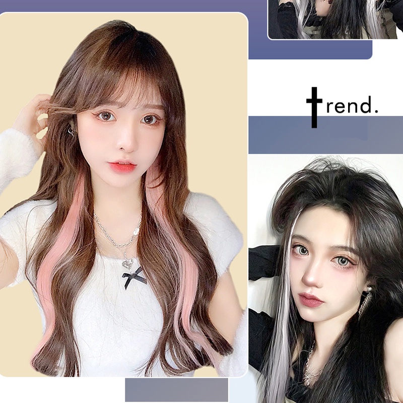 We Flower 1PC Wig Rambut Extensions Model Panjang Lurus Warna Gradien Tahan Panas Untuk Wanita