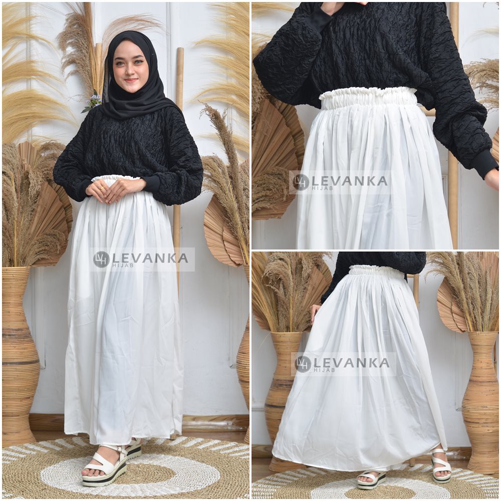 Rok Wolfis ORI / Rempel Lipit rok rempel maxi / Rok Lebar polos panjang / Fame Skirt