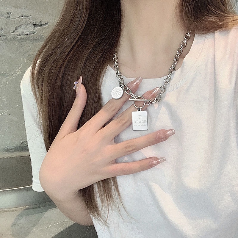 Baja Titanium in kalung wanita musim panas hati klavikula rantai manis dekorasi keren gaya dingin ka