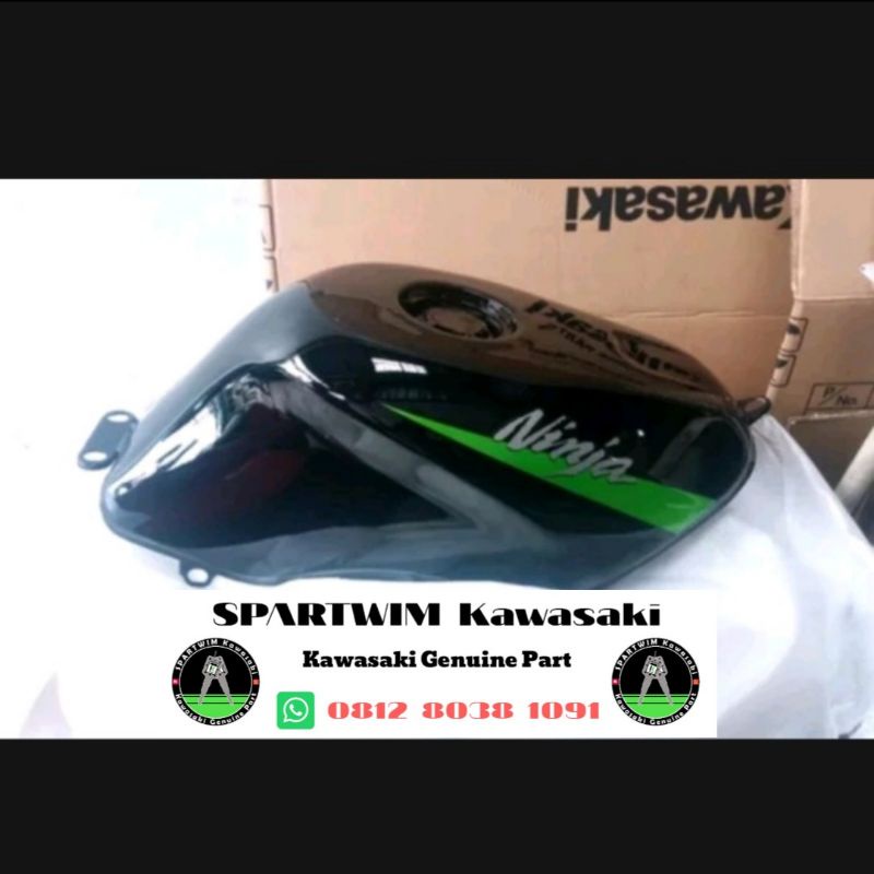 Tanki tangki tengki bensin hitam list striping hijau 2014 Ninja 150 RR NEW original kawasaki