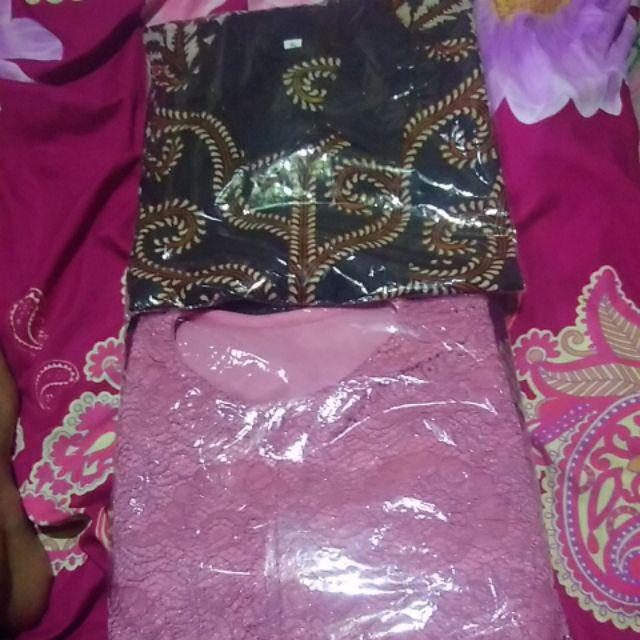 Zola_batik Batik Couple Gamis Brokat Lengan Pendek 2699 Lemah Teles