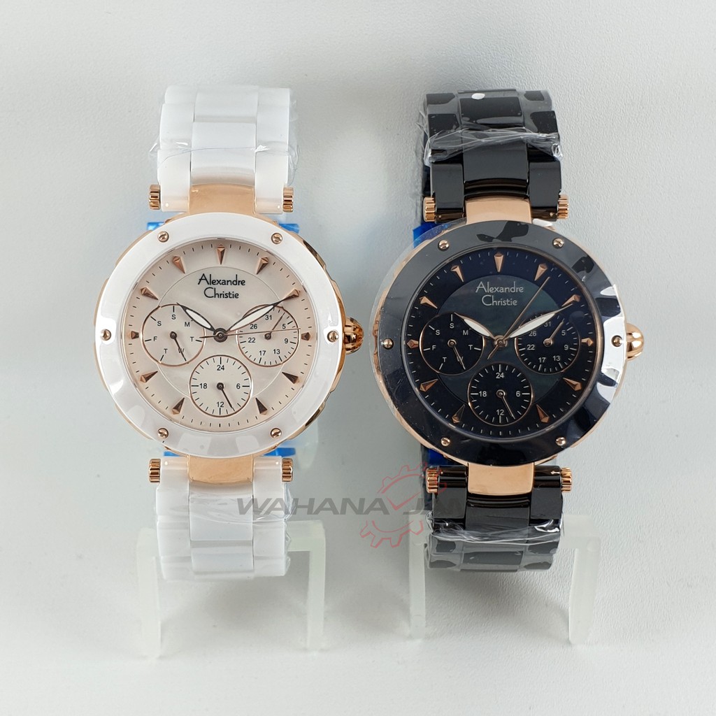 Alexandre Christie AC 2807 BF BBRBA / Jam Tangan Wanita AC2807 Hitam Rosegold Keramik Murah Asli