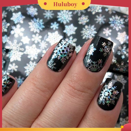 Huluboy Huluboy♡ 1 Lembar Stiker Kertas Foil Transfer Motif Snowflake Natal Untuk Dekorasi Nail Art DIY