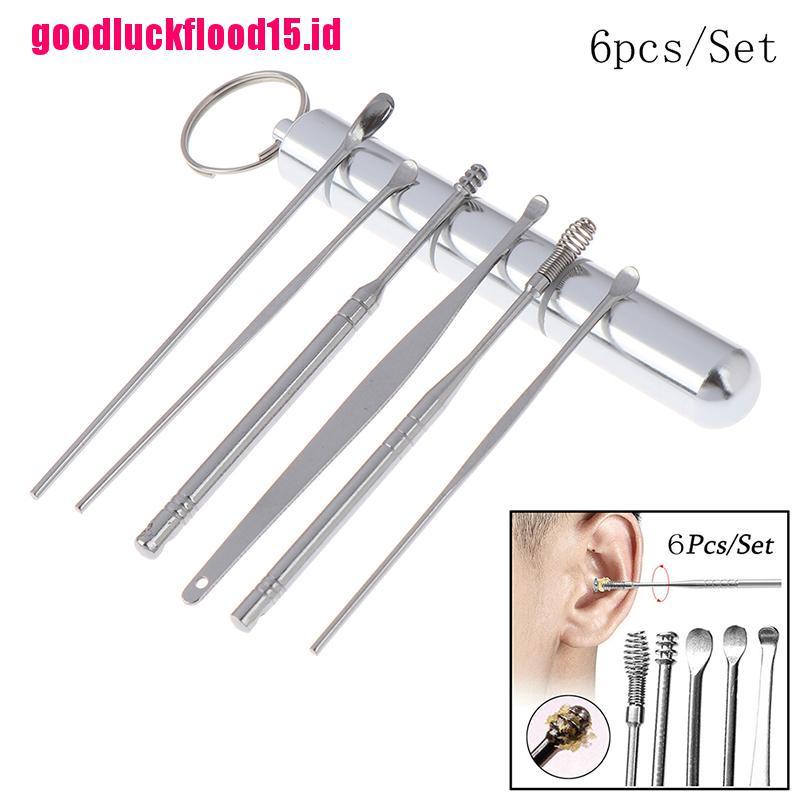 {LUCKID}6Pcs/Lot Stainless Steel Spiral Ear Pick Spoon Ear Wax Removal Cleaner Ear Care