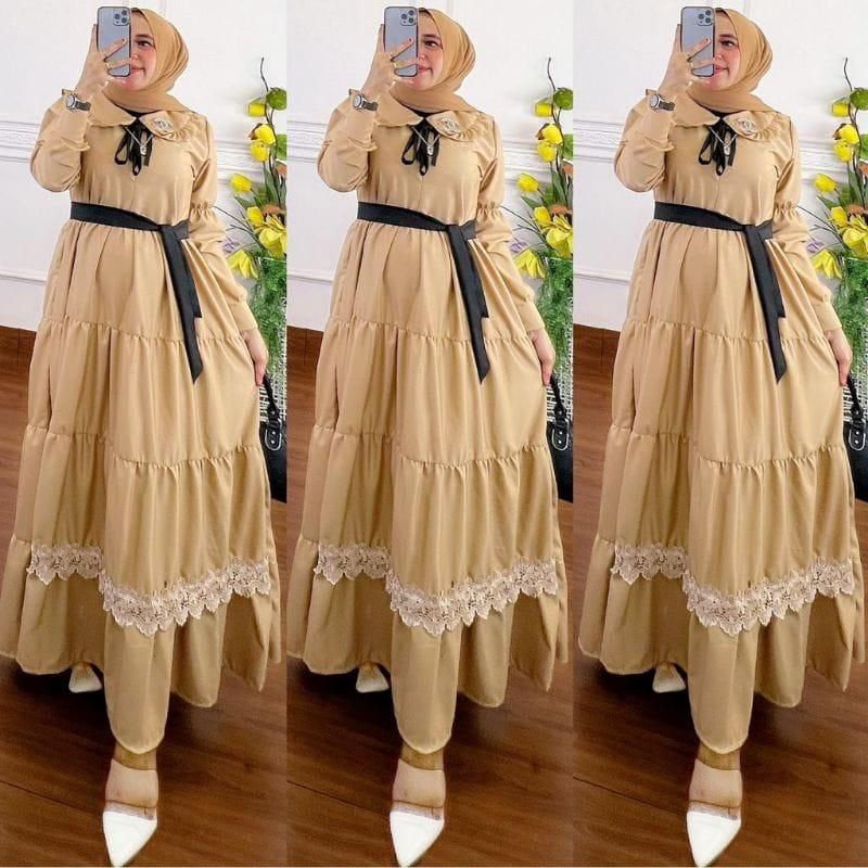 DRESS MUSLIM, baju wanita, baju gamis, dress, gamis, Baju gamis, fashion wanita, Wulan Dress (plus Bross)