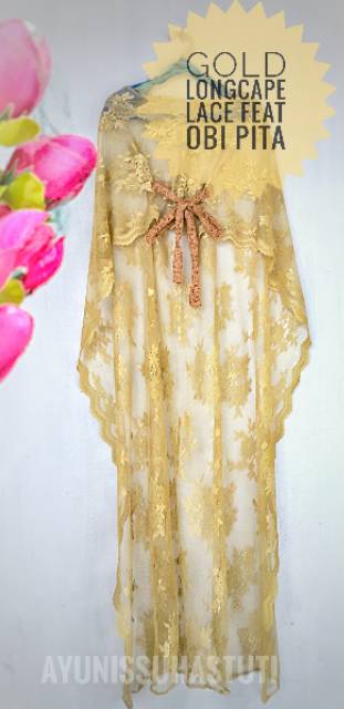 PROMO TERMURAH KEBAYA LONGCAPE LACE SET PITA OBI / CAPE OUTER BROKAT PANJANG + OBI PITA