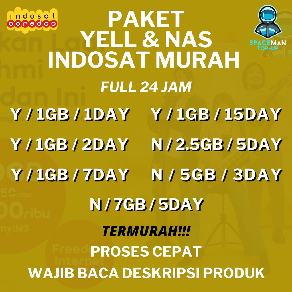 PAKET DATA KUOTA INTERNET IM3 INDOSAT YELLOW FREEDOM MURAH - PROSES CEPAT - 1GB Sampai 5GB
