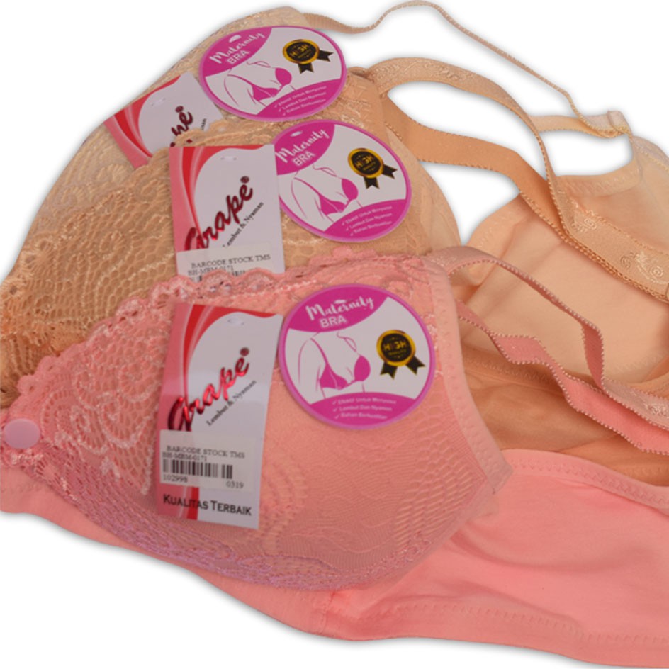 COD Bh Bra Menyusui Busa tipis Katun Kancing depan Renda Kait 3 Grape Produk asli