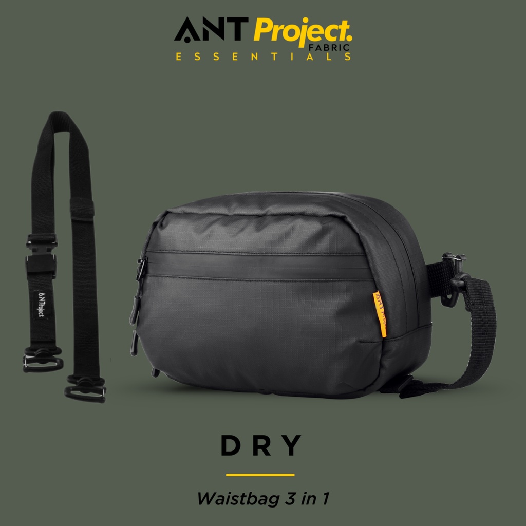 ANT PROJECT - Waist Bag Pria DRY Black 3 in 1 Waterpfroop