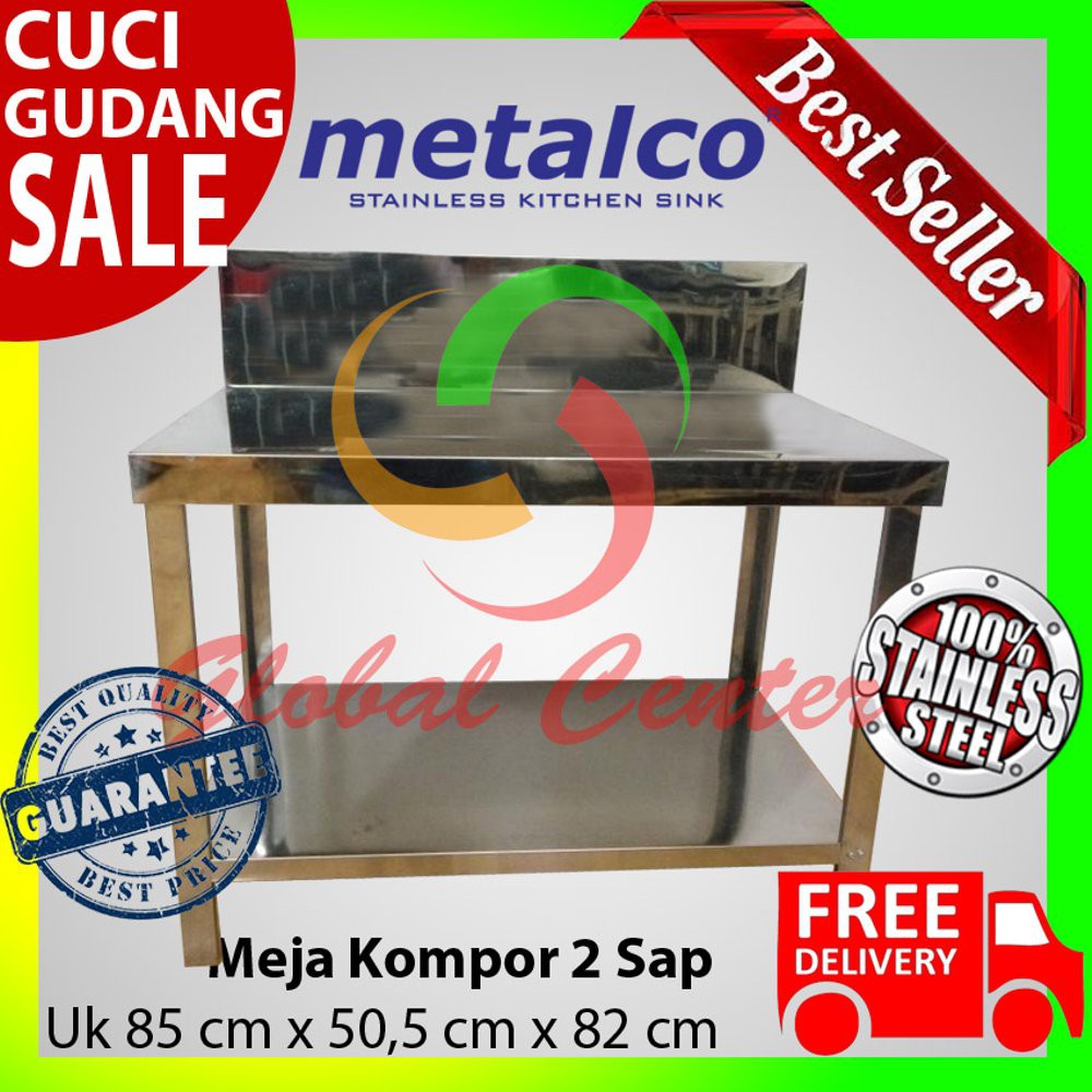 Meja Dapur Kompor Stainless Steel 3 Rak Serbaguna Metalco Shopee