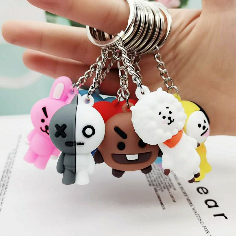 Gantungan Kunci  BT21 3D KPOP Lucu Keychain, Chrismast, Rock dll