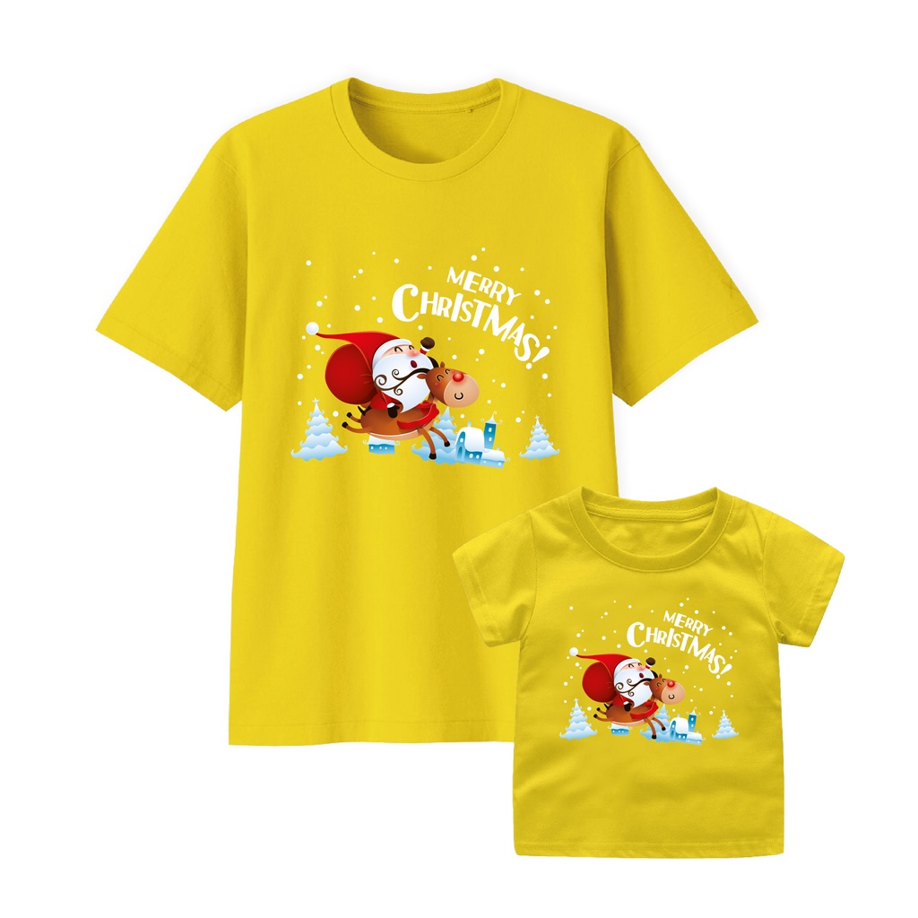 Naked &amp; Free Baju Kaos Natal Santa Snow Bayi Anak Remaja Dewasa Bahan Katun Combed 30s