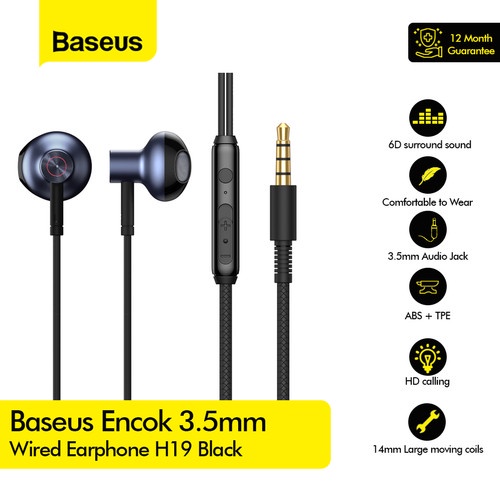 BASEUS Encok Wired Earphone 3.5mm H19 - NGH19