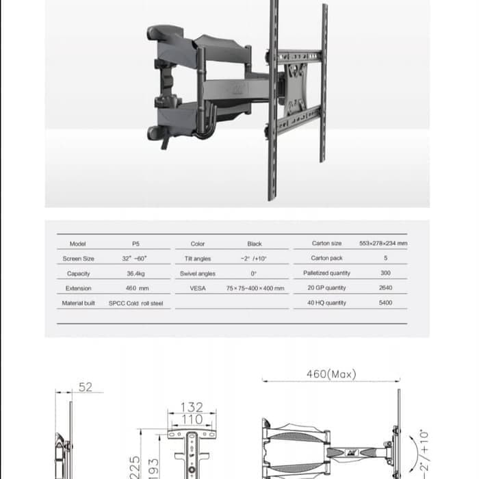 Unik Bracket Led /Led North Bayou Nb p5/p5 32-55 " Diskon