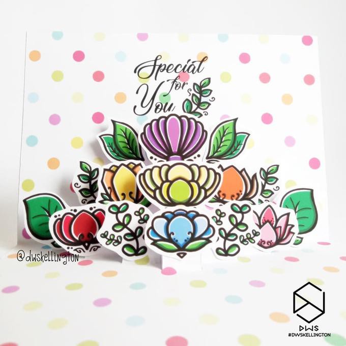 Populer Doodle Flower Kartu Ucapan Ulang Tahun Pop Up Greeting Card Hadiah Shopee Indonesia