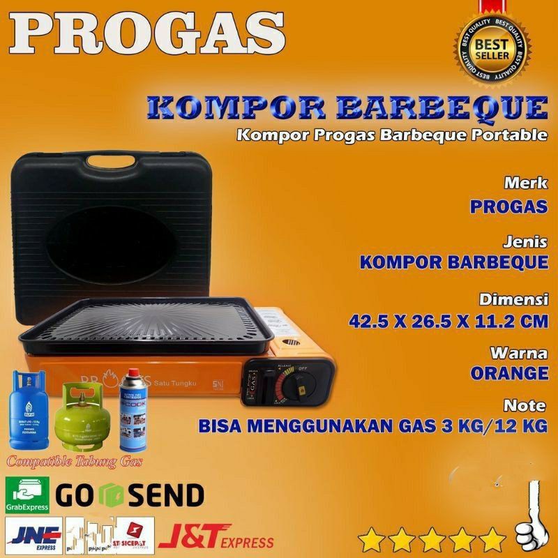 Progas . Kompor Barbeque , BBQ , Panggangan Portable , Barbeque Grill 2in1