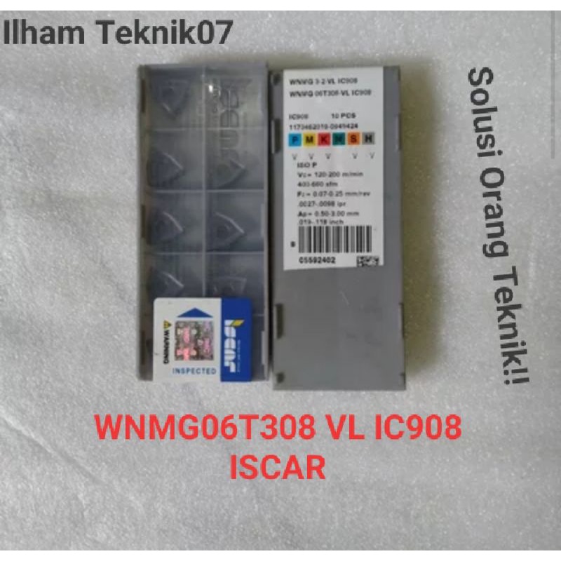 insert bubut. CNC. pahat bubut. insert carbide WNMG080408 VL IC908 ISCAR
