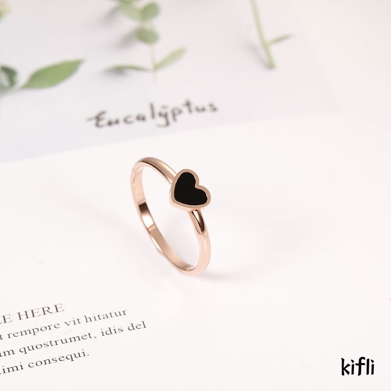 Cincin Bentuk Hati Bahan Titanium,Lapis Rose Gold Gaya Korea