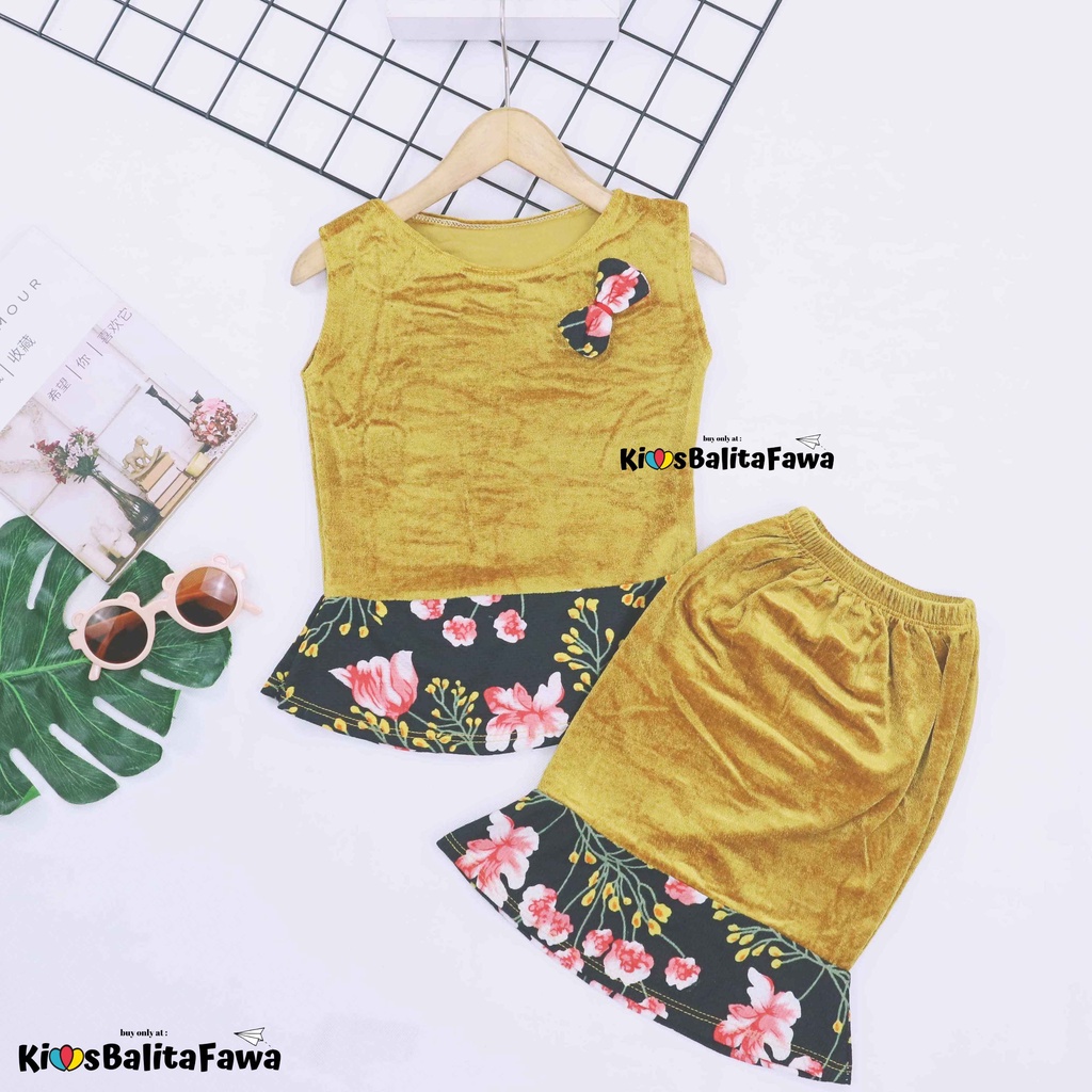 Setelan Zizi Anak uk 1-2 Tahun / Atasan Bawahan Rok Perempuan Baju Pesta Model Dress Peplum Cewek