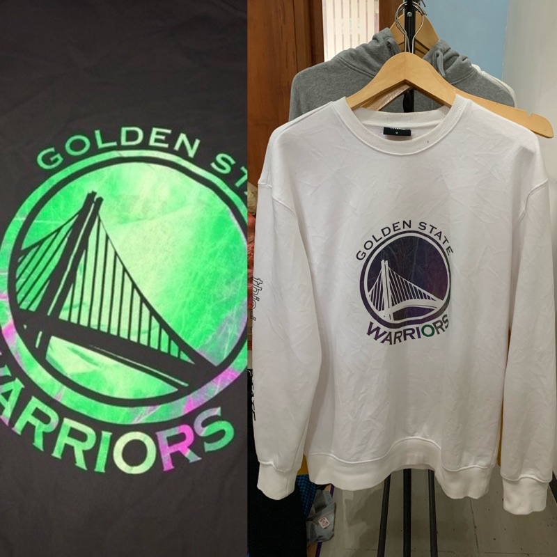 (Sablon reflektif) jacket Crewneck NBA Golden State Warriors original glow in the dark / Peh Second 