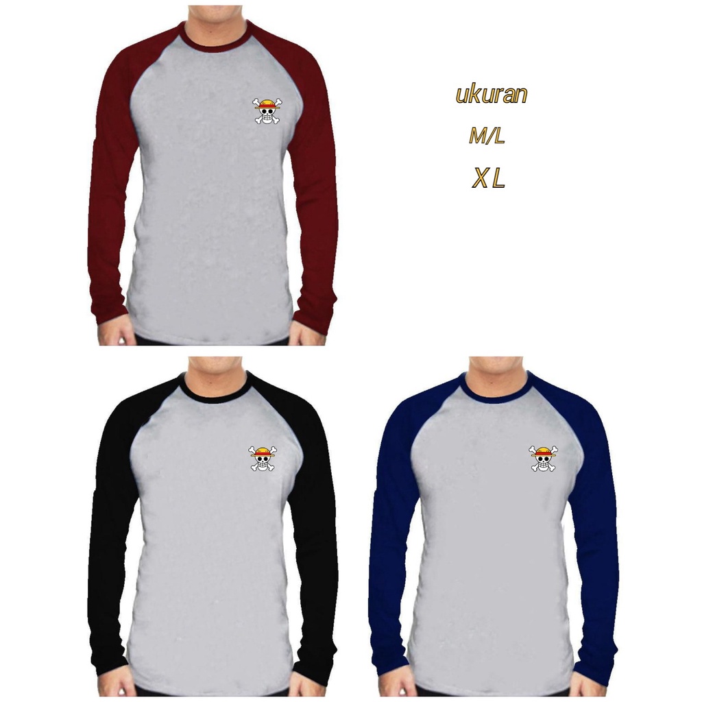 MUKZHOP - KAOS RAGLAN LUFFY / baju lengan panjang / sweater motif / luffy / terbaru / terlaris