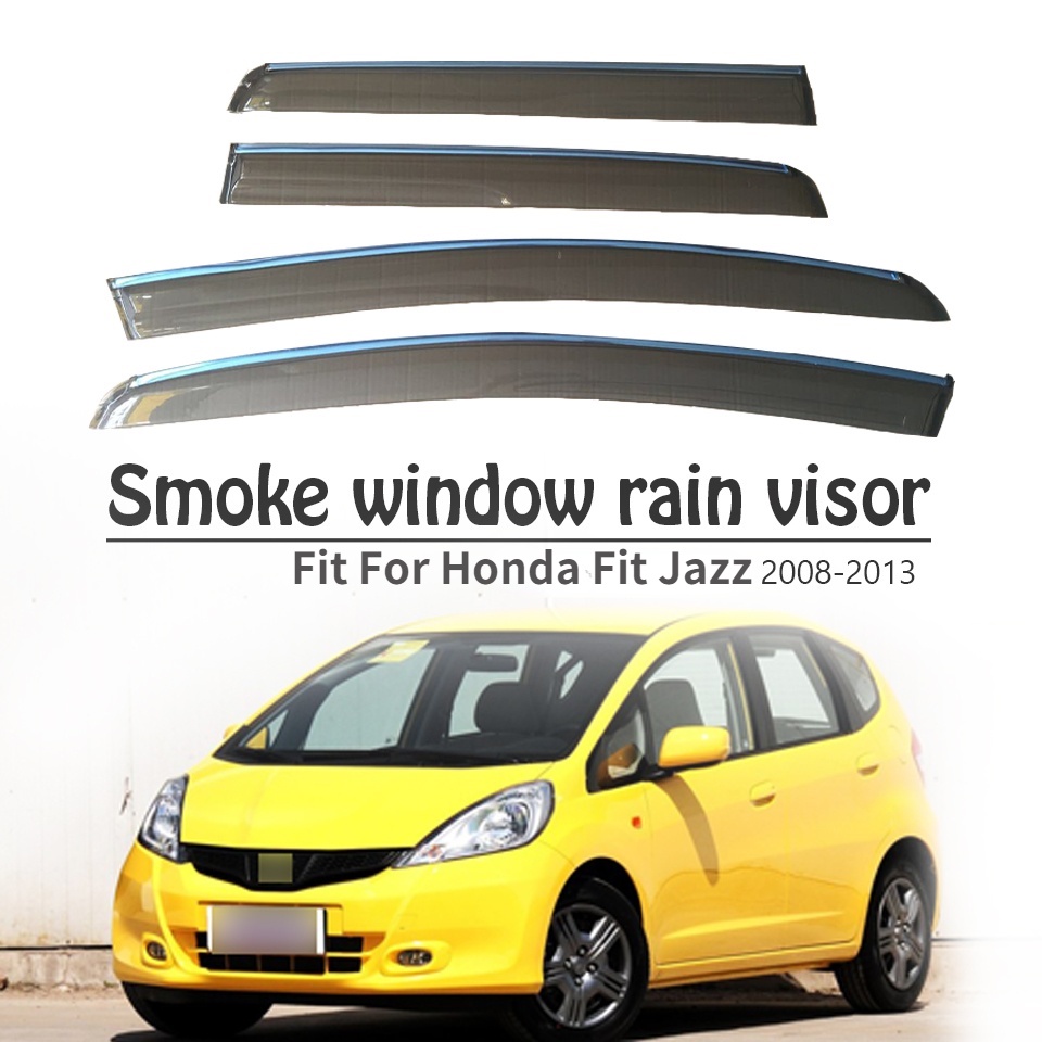 1 Set Visor Jendela Mobil Bahan ABS Untuk Honda Fit Jazz Hatchback 2008-2013