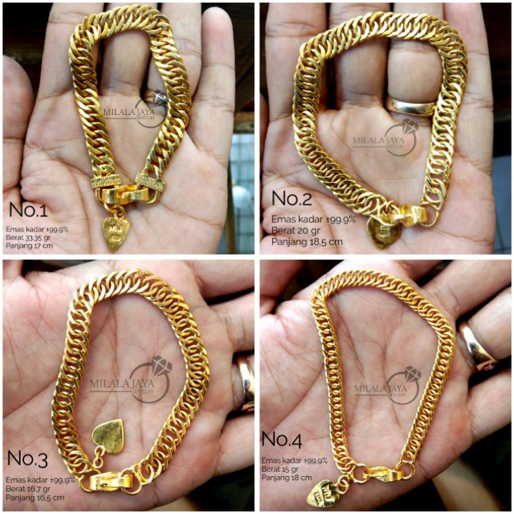 Gelang Emas Asli Kadar 99 9 24k 999 Lm London Murni Model Gosok Papan Indonesia