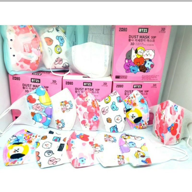 MASKER DUCKBILL ANAK KIDS STARK EARLOOP 3PLY KN95 ISI 50PCS KARAKTER LUCU