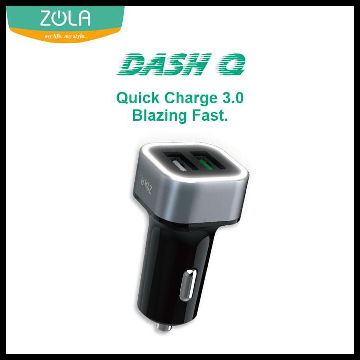 CAR CHARGER ZOLA DASH Q QUICK CHARGE 3.0 - BLACK/SILVER