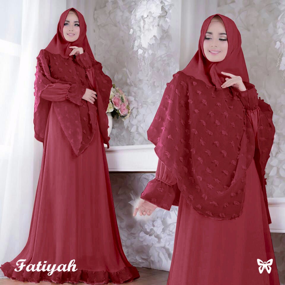 HOPYLOVY SALE - Gamis Maxi Dress + Bergo wanita Fatiyah Rubiah