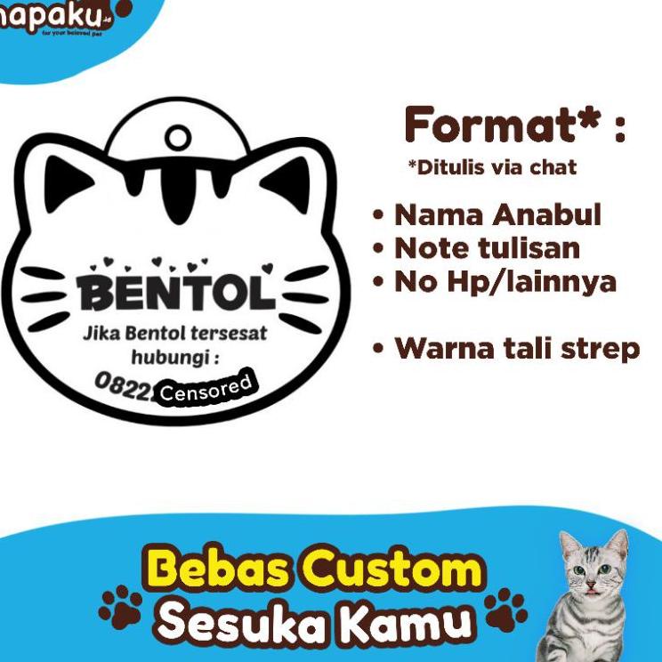 Best Product WGIL9 K051 - Kalung Nama Custom Kucing Anjing Lucu Ukir Identitas Pemilik Alamat Nomor
