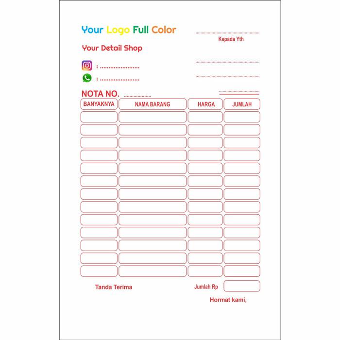 

Notebook / Cetak Nota Bon 2 Rangkap/Ply Warna Full Color - Standart