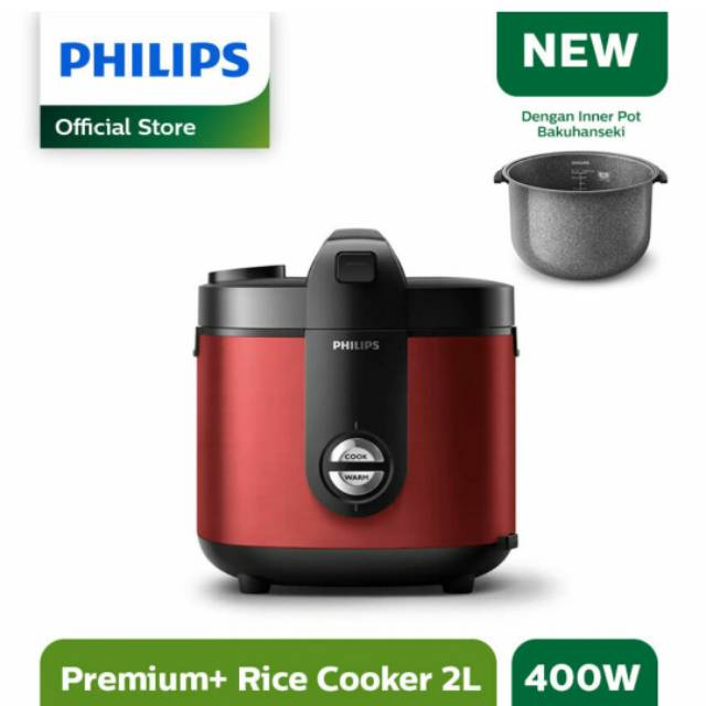 HD3138/32 PHILIPS Rice Cooker 2L Panci Bakuhanseki / Philips Magic Com HD 3138/33 - Merah Bergaransi