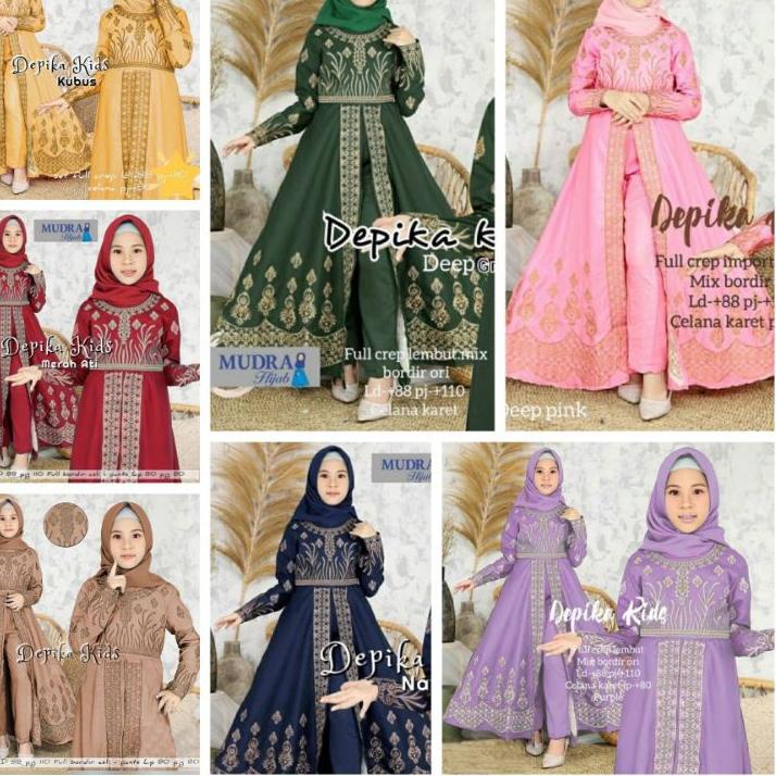 Model Baru KID ST DEPIKA/ set baju muslim anak remaja usia 7-9tahun/ Gamis anak tanggung baju gamis 