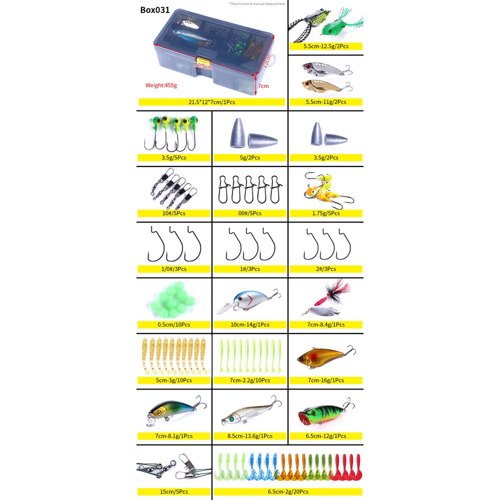 Hengjia Set Umpan Pancing Softlure Tiruan Bentuk Cacing Bahan Plastik Dengan Kotak Penyimpanan