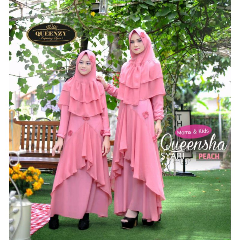 BEST SELLER QUEENZY Queensha Syari Set Gamis Krudung Khimar Couple Moms Kids