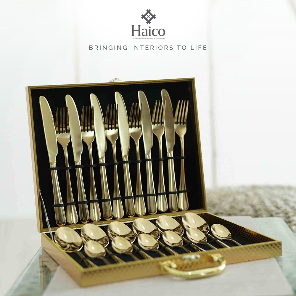 LUXURY STAINLESS STEEL GOLD SPECIAL GIFT BOX SET / DINNER SET WARE