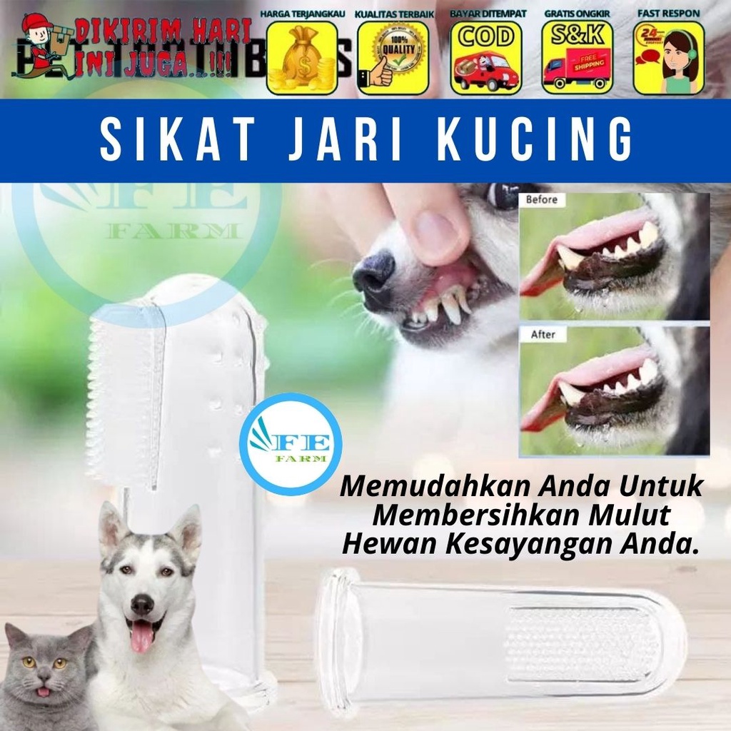 SIKAT GIGI JARI - Sikat Pembersih Gigi Hewan Kucing Anjing FEFARM