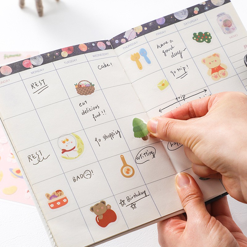 

Stiker Lucu PET Dekorasi Bear Kelinci Beruang Diary Sticker Journal