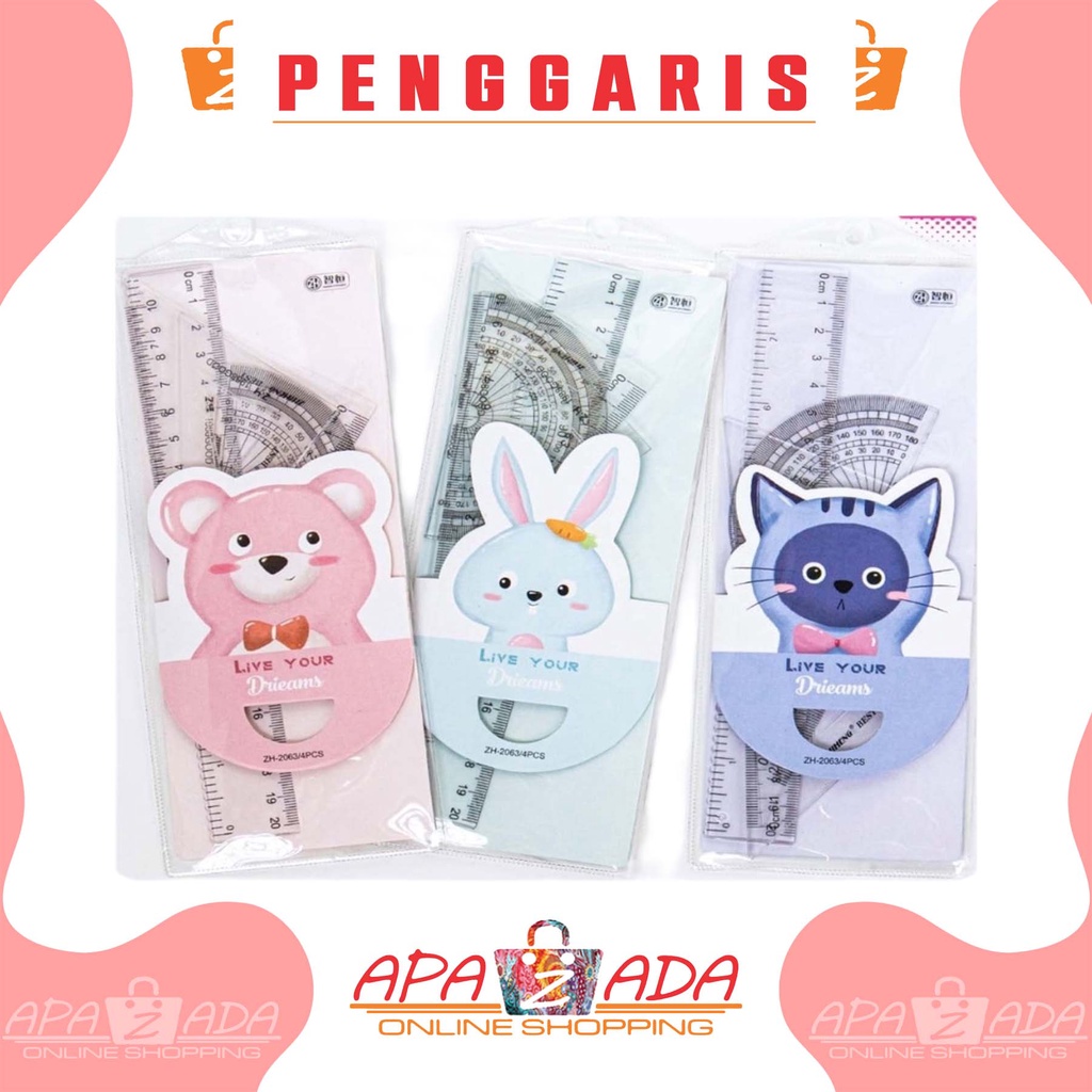 

Apazada - Penggaris Set Lengkap Kartun / Set Penggaris Sekolah Set 4 in 1 Murah / Garisan / Ruler / Mistar Murah Berkualitas Bisa Cod