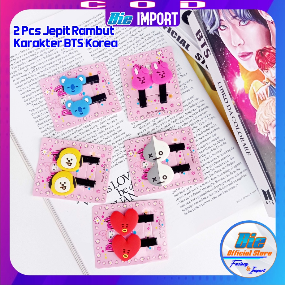 2 Pcs Jepit Rambut Karakter BTS Impor Best Seller