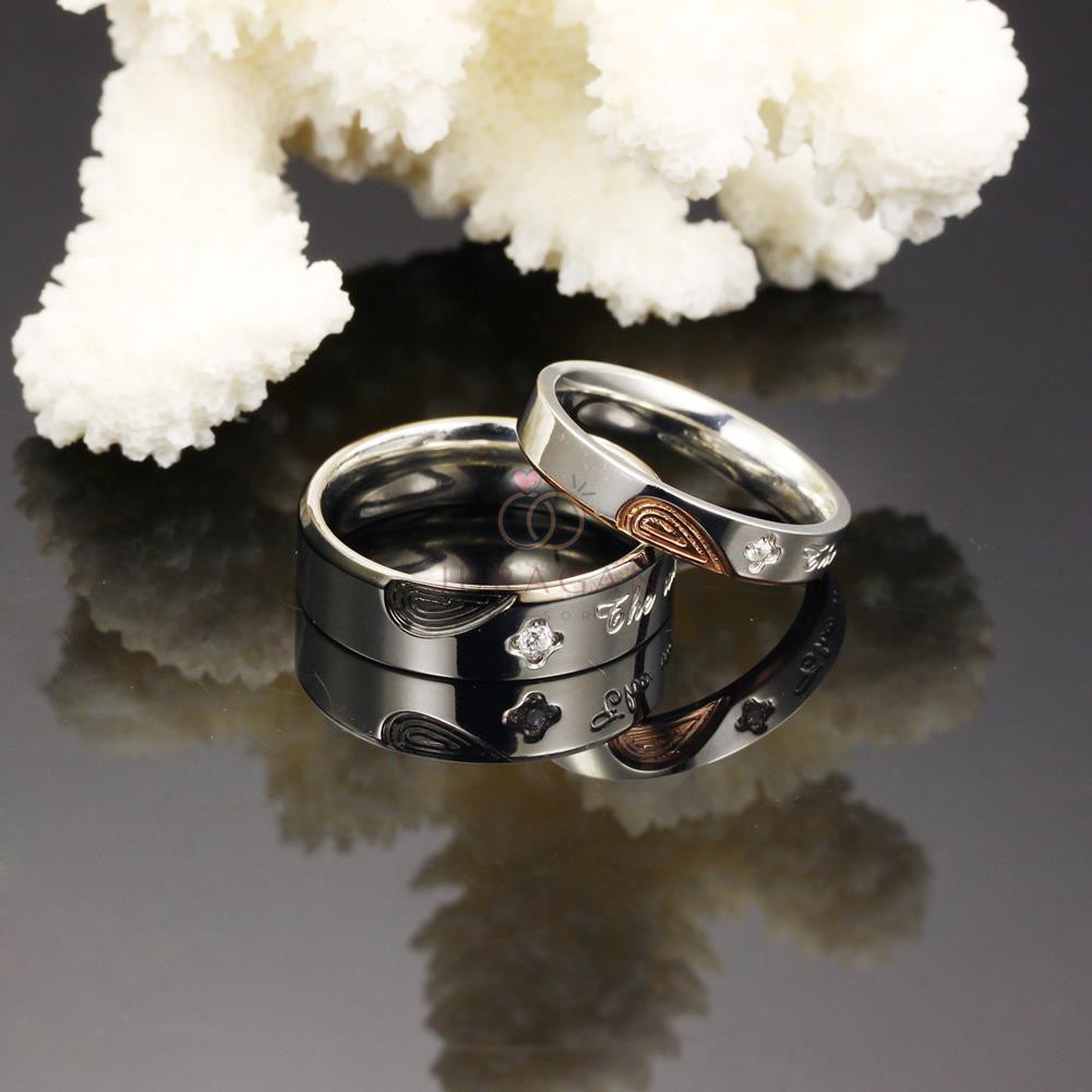 [HIGH QUALITY] Cincin Couple BUCIN R24 Titanium Ukir Nama + Box Cincin Beludru + BONUS Gelang Couple