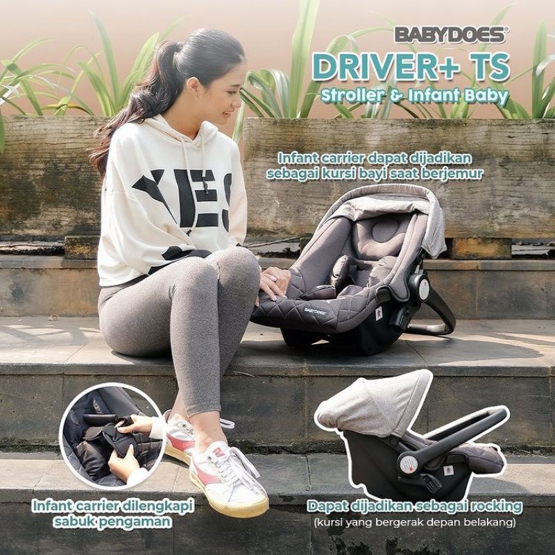 Stroller + Car Seat Babydoes Driver+ TS Travel System 2249 Kereta Dorong Bayi Cabin Size