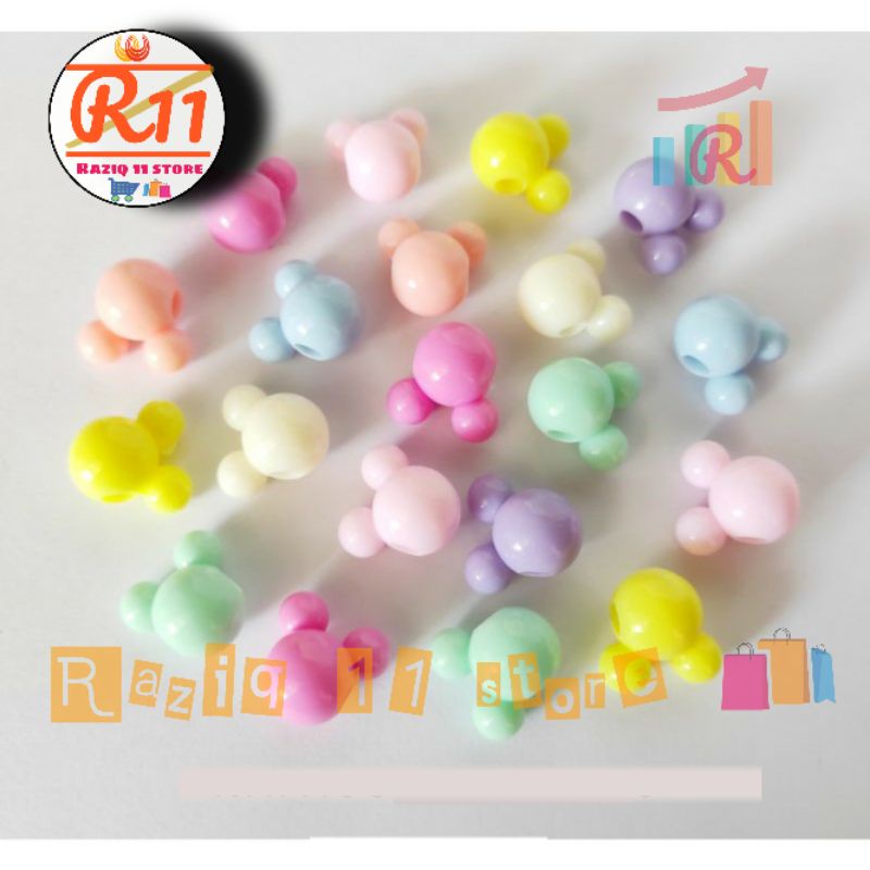 (25 pcs) Manik Manik Pastel Mote Susu Motif Bintang Bunga Bahan Craft &amp; DIY