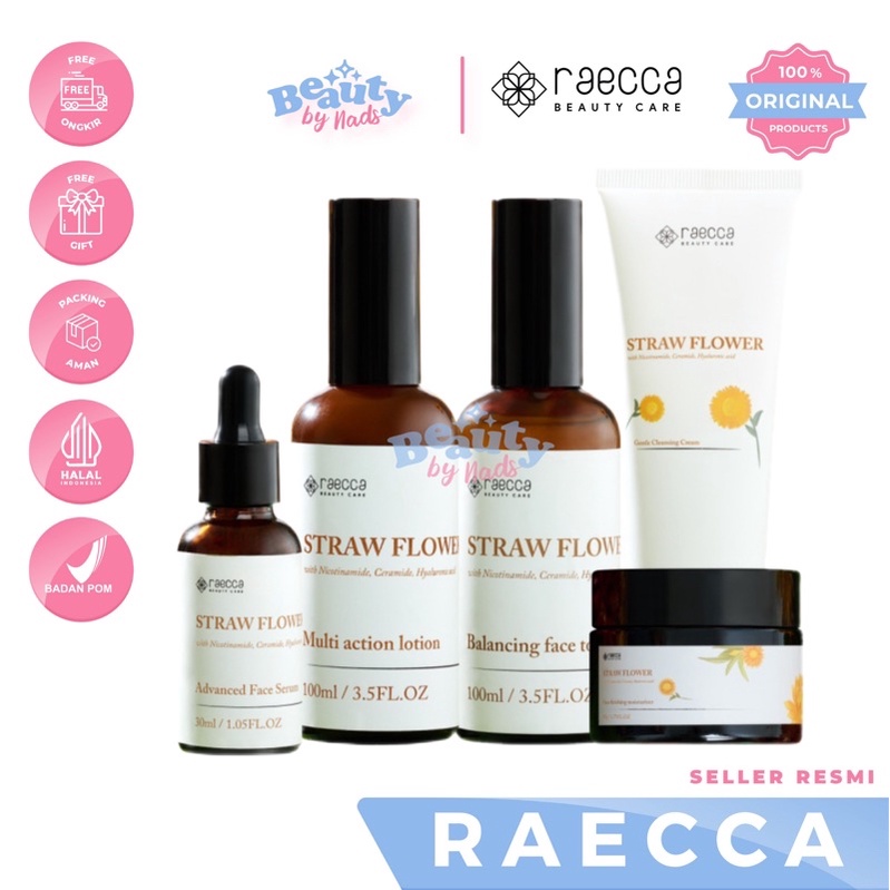 BEAUTYBY.NADS | RAECCA 5IN1 STRAWFLOWER SET SKINCARE BY RAECCA SATU SET SKINCARE RAECCA STRAW FLOWER