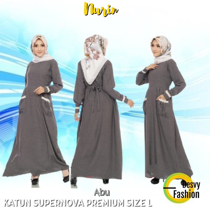 Baju Gamis Model Terbaru 2021 Polos, Dress Muslim remaja kekinian NURIN