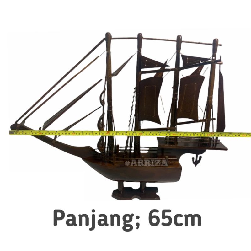 KAPAL MINIATUR / KAPAL HIASAN MEJA / KAPAL HIAS / KAPAL KAYU JATI / FORNITURE KAPAL / DEKORASI KAPAL / KAPAL KAYU JATI ASLI Ukuran Besar