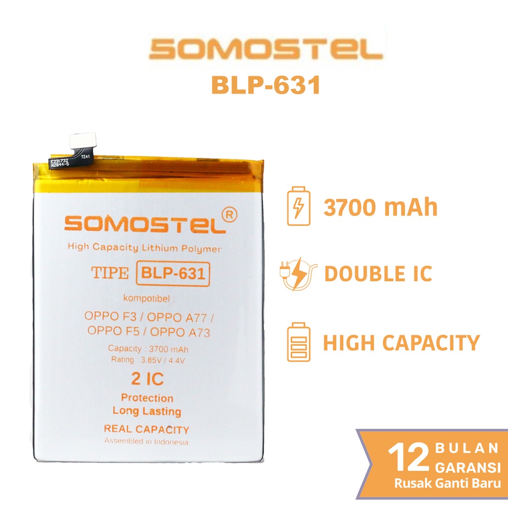 Somostel - BLP631 F3 / A77 / F5 / A73 / F5 Youth Batre Batrai Baterai