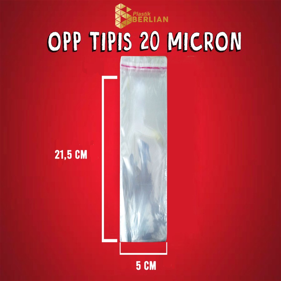 

5 x 21,5 cm Plastik OPP TIPIS (100 lbr) lem/seal