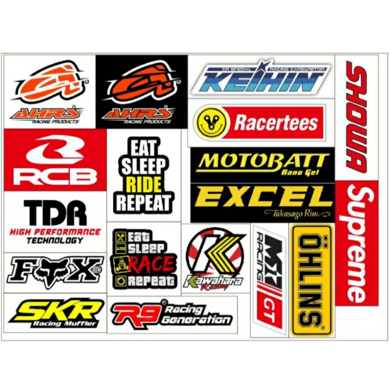 

Sticker pack sponsor stiker vinyl racing ukuran a4 terlengkap + laminasi